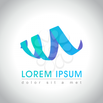 Abstract cyan swirl logo sample, vector illustration