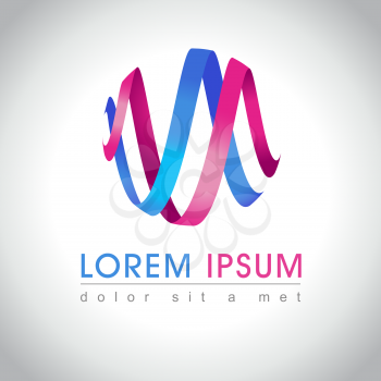 Abstract pink and blue swirl logo sample, vector illustration