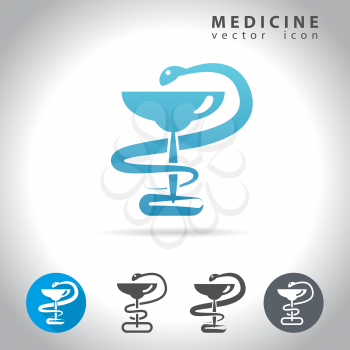 Medicine icon set, collection of medical snakes and cups icons, vector illustration