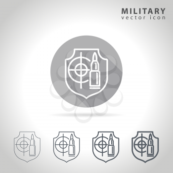 Military outline icon set, collection of bullet, target and army symbols, vector illustration