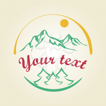 Mountains sun nature Logo sample, vector template