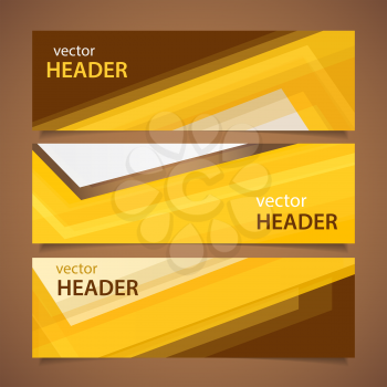Set of abstract yellow banners, vector illustration