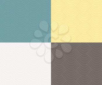 Seamless abstract wave pattern set, vector illustration
