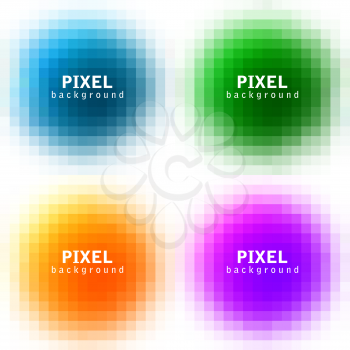 Set of abstract pixel colorful backgrounds, vector illustration