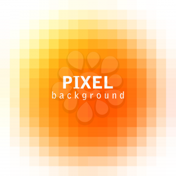 Abstract pixel orange cubic background, vector illustration