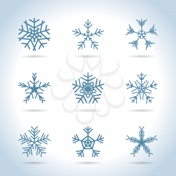 Snowflakes icon collection isolated on white. Vector illustration