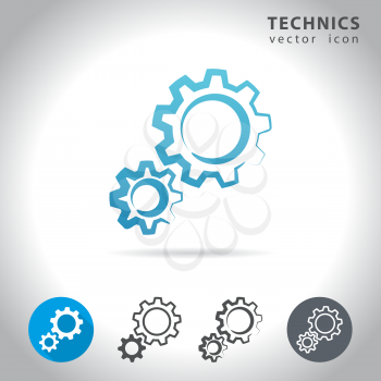 Technical icon set, collection of cogwheel icons, vector illustration