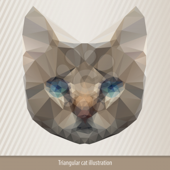 Cat head in geometrical style, vector illustration