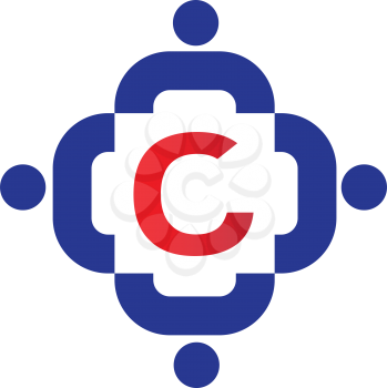 Teamwork Icon With C Letter. AI 8 Supported.