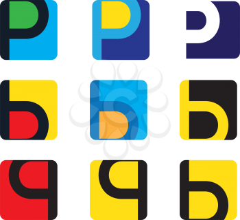 P,B and Q Icon Set. AI 8 supported.