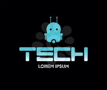 Tech Logo Design with Cyber Robot. EPS 8 supported.