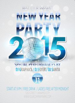 Happy New Year party flyer. Vector template