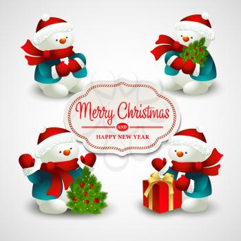 Christmas vector illustration with snowman  EPS 10