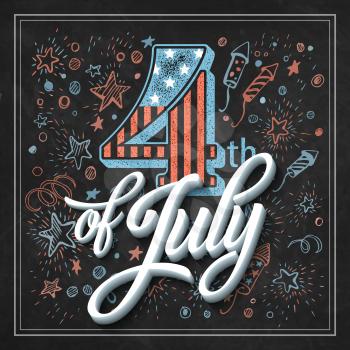 Typography card Independence Day. Chalk board. Vector illustration EPS 10