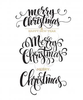 Merry Christmas Lettering Design Set. Vector illustration EPS10