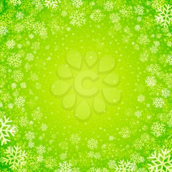 Christmas background of snowflakes in green colors EPS10