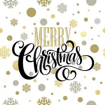 Merry Christmas gold glittering lettering design. Vector illustration EPS10