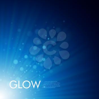 Vector blue abstract background with glowing rays