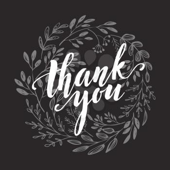 Thank You Card  chalk drawing on the blackboard. Vector illustration EPS10