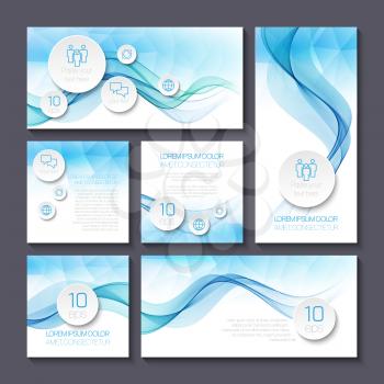 Set of templates for print Wave smoke abstract background. Vector illustration EPS10