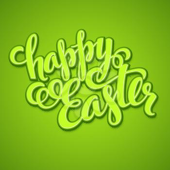 Title Happy Easter. Hand  drawn lettering. Vector illustration