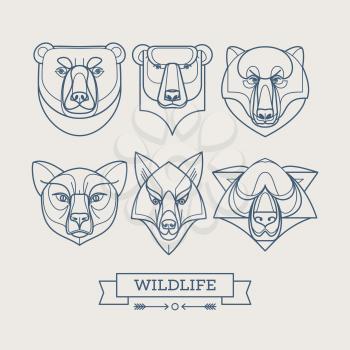Animals linear art icons. Vector illustration EPS10