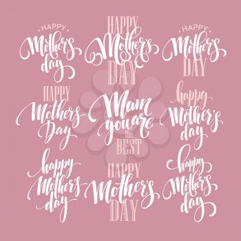 Mothers Day vector greeting card calligraphy lettering template. Vector illustration EPS10