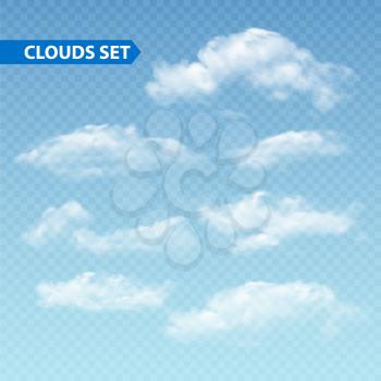 Set of transparent different clouds. Vector illustration EPS 10