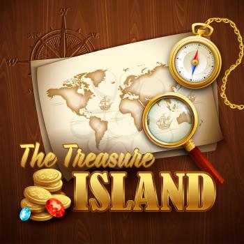Treasure Island party flyer. Vector template EPS 10