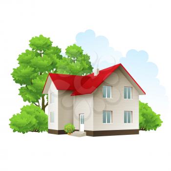 Vector illustration of cool detailed house icon isolated on white background. EPS 10