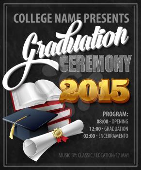 Graduation Ceremony. Poster template. Vector illustration EPS 10