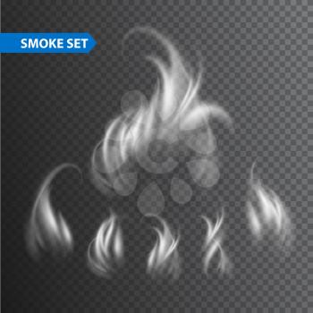 Smoke waves on transparent background. Vector illustration EPS 10