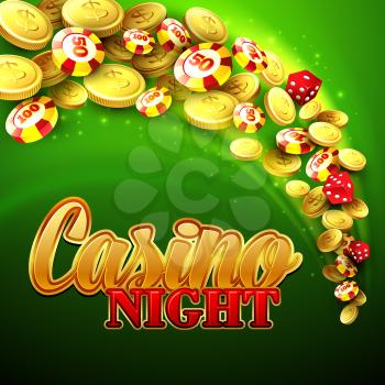 Casino background with chips,craps and money. Vector illustration EPS 10