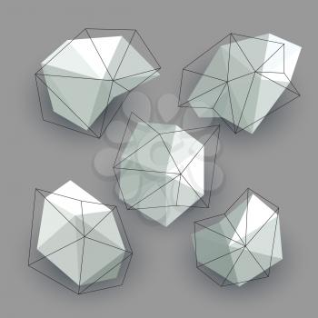 Triangle low poly circles set. Abstract business icons concept. Vector illustration EPS10