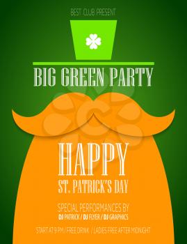 St. Patrick Day poster with a mustache and hat EPS10