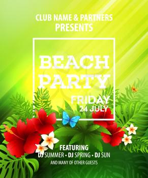 Summer Beach Party Vector Flyer Template. EPS 10