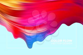 Modern colorful flow poster. Wave Liquid shape in blue color background. Art design for your design project. Vector illustration