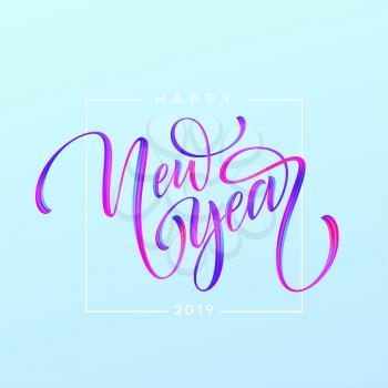 2019 New Year of a colorful brushstroke oil or acrylic paint design element. Vector illustration EPS10