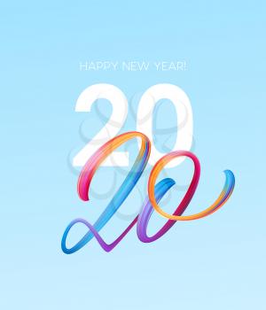 Happy New Year 2020. Lettering greeting inscription. Vector illustration EPS10