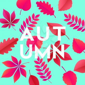 Fashionable modern autumn background with bright autumn leaves for design of posters, flyers, banners.  Vector illustration EPS10
