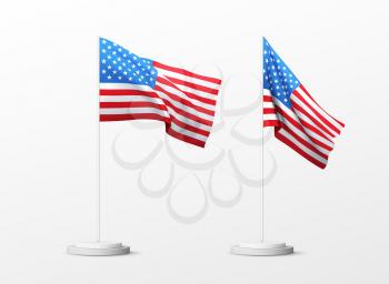 Set of realistic american flag isolated on white background. Vector illustration EPS10