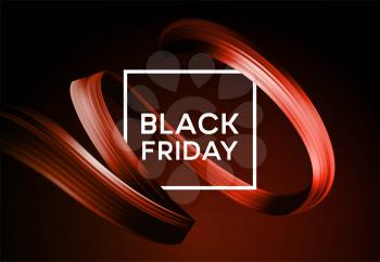 Black friday sale banner with flow color paint ribbon. Vector illustration EPS10