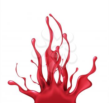 Realistic drips of red paint Isolated on a white background. Vector illustration EPS10