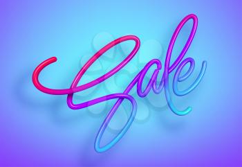Rainbow Sale lettering in 3d style. Liquid effect of a color gradient in volumetric style. Isolated numbers on a white background. Vector illustration EPS10