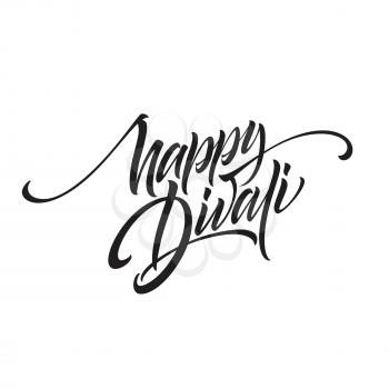 Happy divali festival of lights black calligraphy hand lettering text isolated on white background. Vector illustration EPS10