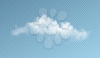 Transparent clouds isolated on blue background. Real transparency effect. Vector illustration EPS10