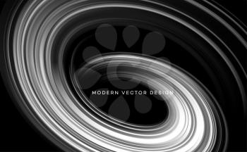 Monochrome, black and white Color bright swirl organic 3d shape. Grayscale Colored flow Trend design for web pages, posters, flyers, booklets, magazine covers, presentations. Vector illustration EPS10