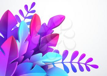 Bright stylish 3D foliage in the style of webdesign neomorphism. Template for advertising banner, flyer, flyer, poster, web page. Vector illustration EPS10