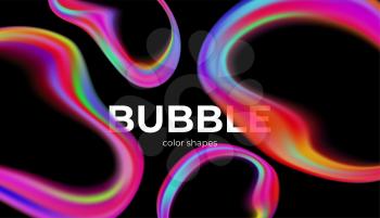 Full color trendy transparent bubbles on black background. Vector illustration EPS10