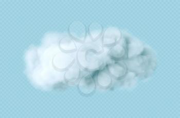 Realistic white fluffy cloud isolated on transparent background. Cloud sky background for your design. Vector illustration EPS10